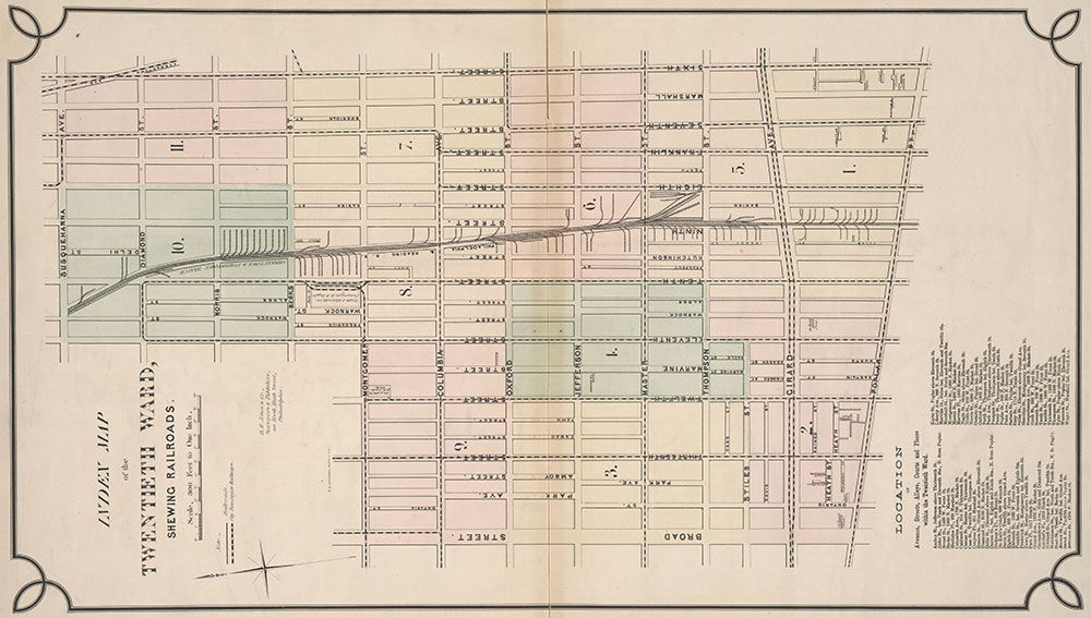 Atlas of Philadelphia, 20th Ward, 1875, Index Map & Street Listing