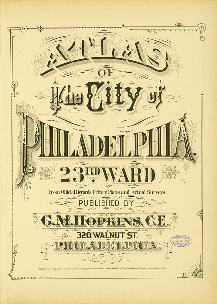 Atlas of the City of Philadelphia, 23rd Ward, Title Page