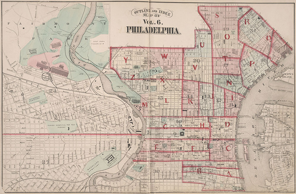 City Atlas of Philadelphia, 2nd to 20th and 29th and 31st Wards, 1875, Index Map