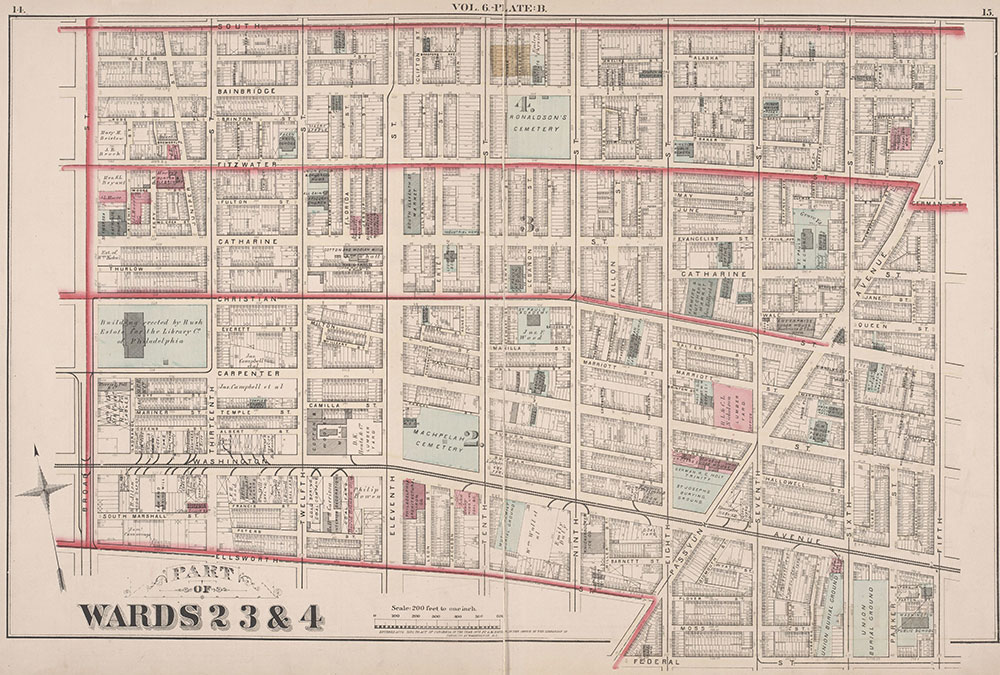 City Atlas of Philadelphia, 2nd to 20th and 29th and 31st Wards, 1875, Plate B