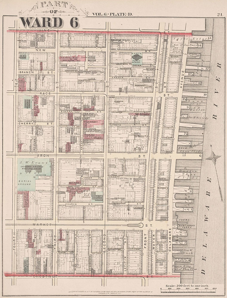 City Atlas of Philadelphia, 2nd to 20th and 29th and 31st Wards, 1875, Plate D