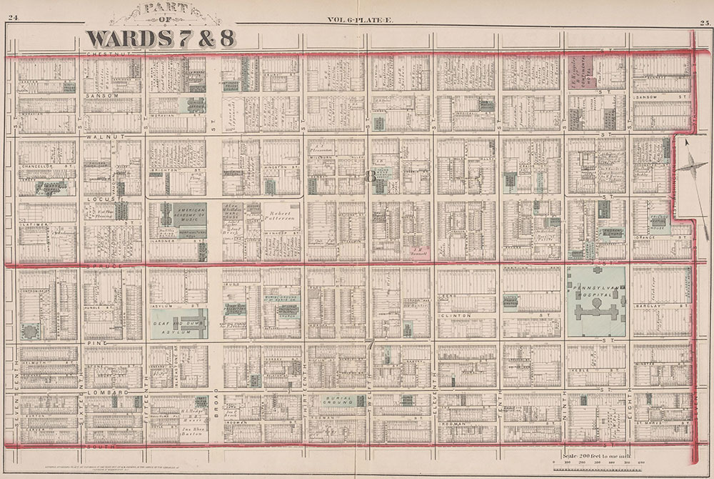 City Atlas of Philadelphia, 2nd to 20th and 29th and 31st Wards, 1875, Plate E