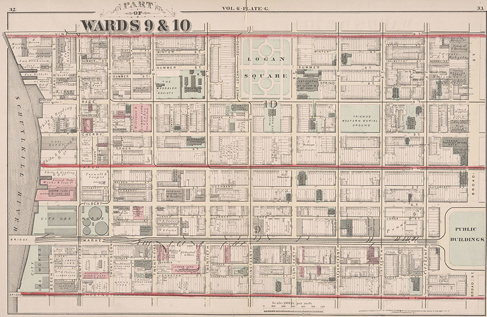 City Atlas of Philadelphia, 2nd to 20th and 29th and 31st Wards, 1875, Plate G