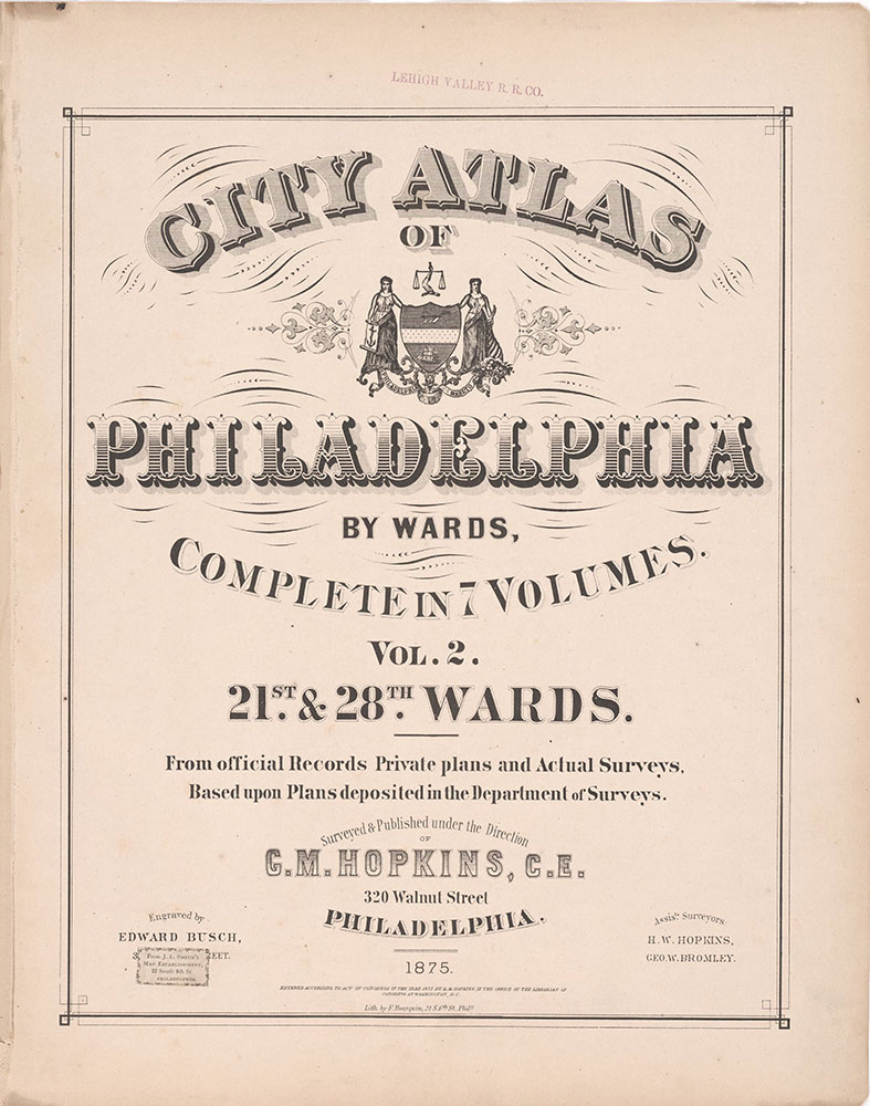 City Atlas of Philadelphia, 21st & 28th Wards, 1875, Title Page
