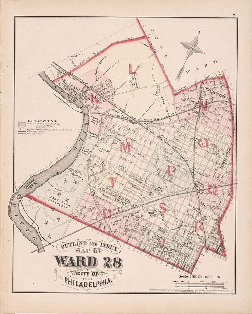 City Atlas of Philadelphia, 21st & 28th Wards, 1875, 28th Ward Map Index