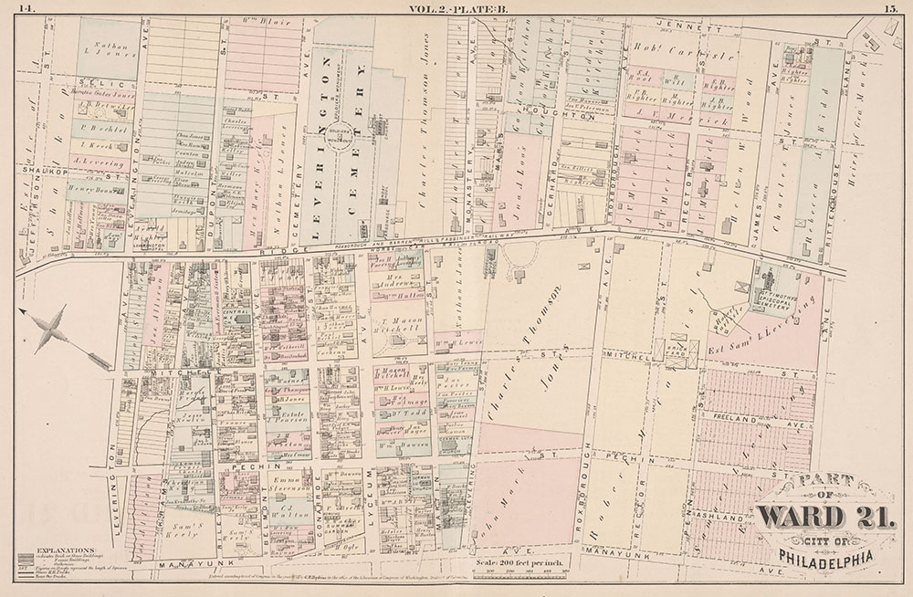 City Atlas of Philadelphia, 21st & 28th Wards, 1875, Plate B