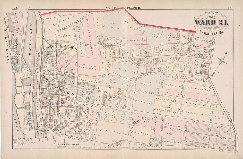 City Atlas of Philadelphia, 21st & 28th Wards, 1875, Plate D