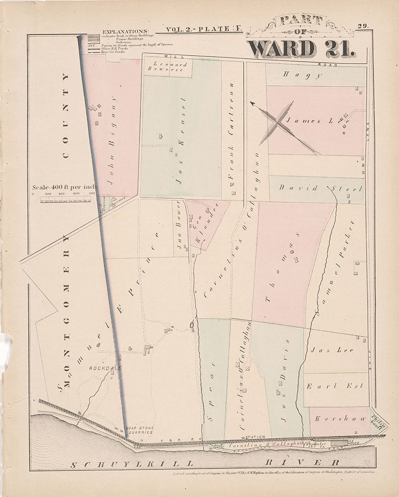 City Atlas of Philadelphia, 21st & 28th Wards, 1875, Plate F
