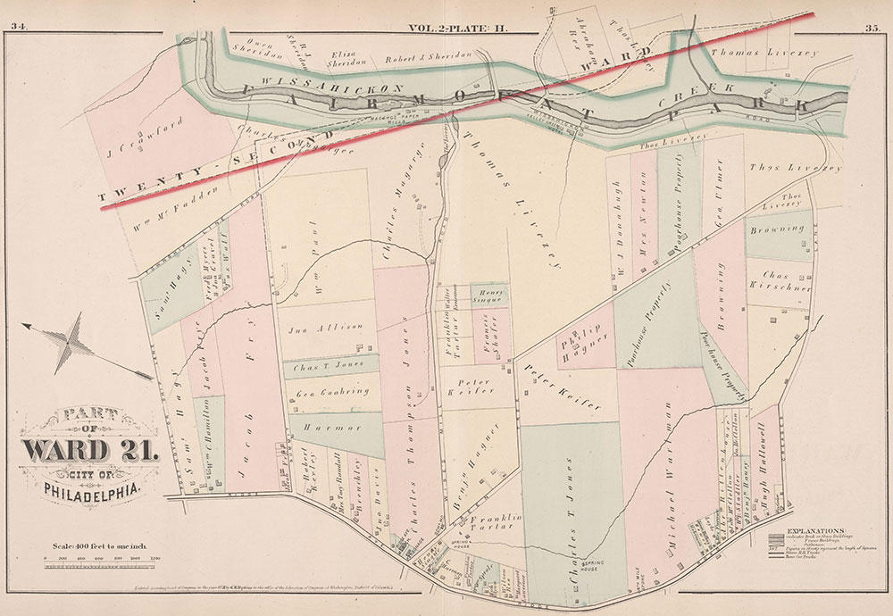 City Atlas of Philadelphia, 21st & 28th Wards, 1875, Plate H