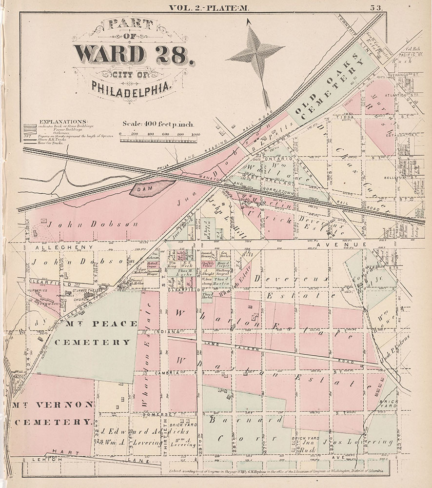 City Atlas of Philadelphia, 21st & 28th Wards, 1875, Plate M