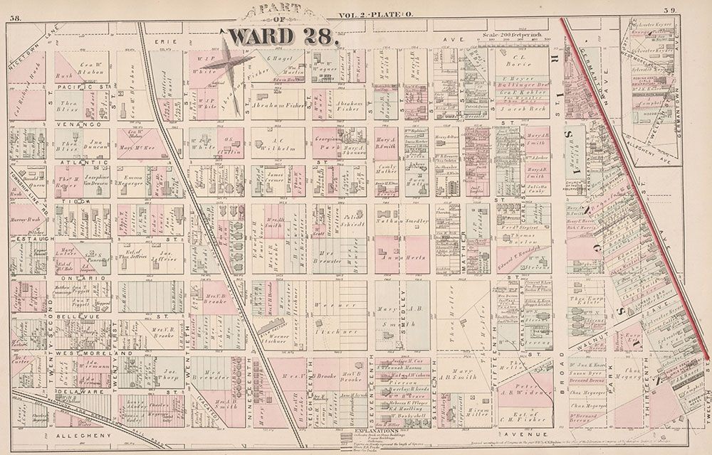City Atlas of Philadelphia, 21st & 28th Wards, 1875, Plate O