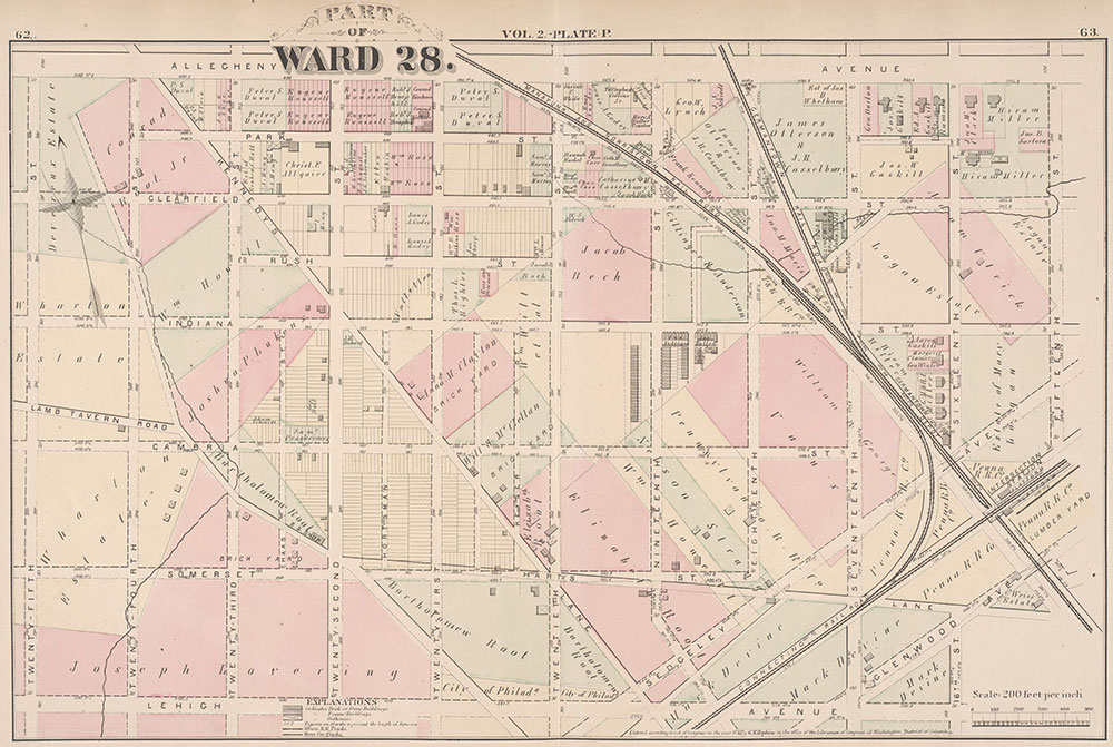 City Atlas of Philadelphia, 21st & 28th Wards, 1875, Plate P