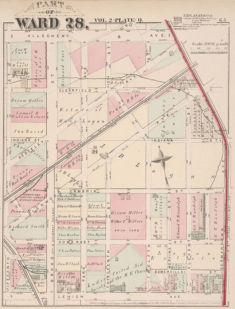 City Atlas of Philadelphia, 21st & 28th Wards, 1875, Plate Q