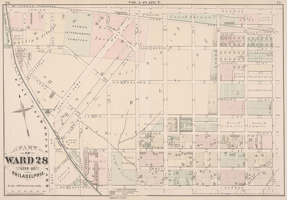 City Atlas of Philadelphia, 21st & 28th Wards, 1875, Plate T