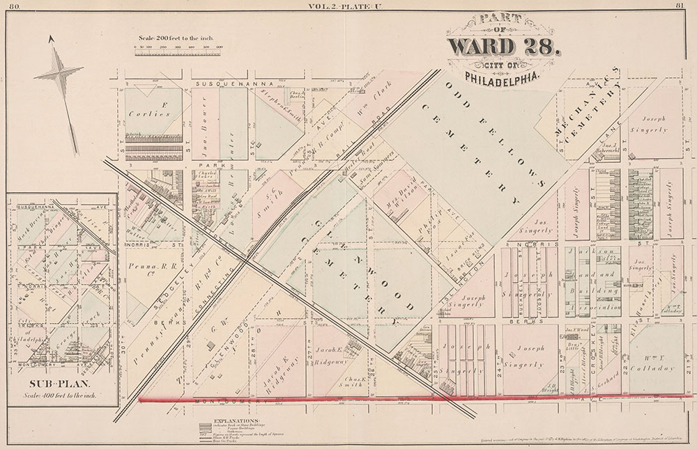 City Atlas of Philadelphia, 21st & 28th Wards, 1875, Plate U