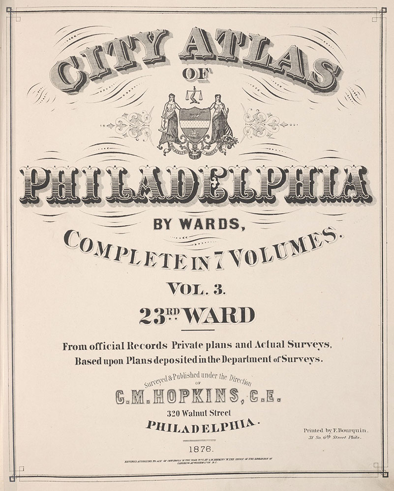 City Atlas of Philadelphia, 23rd Ward, 1876, Title Page