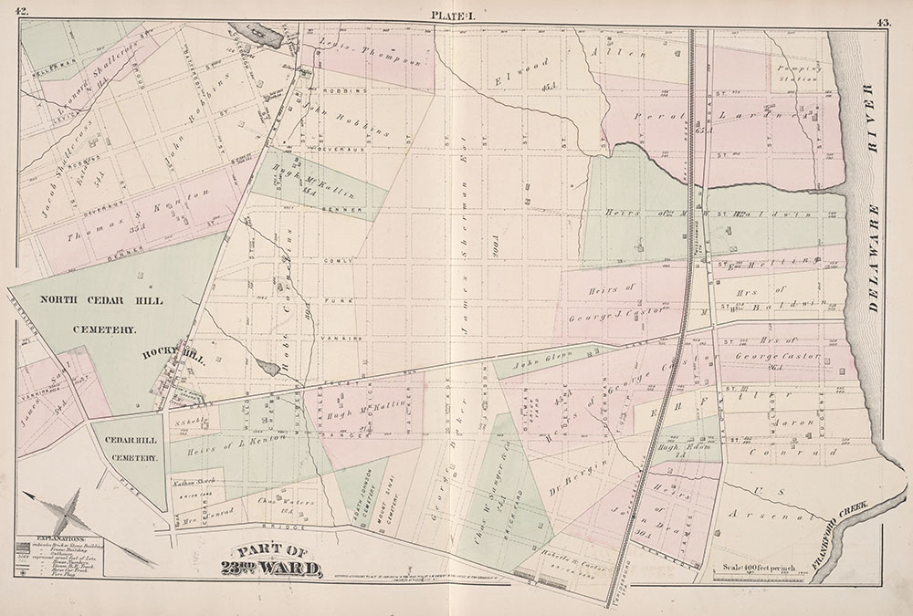 City Atlas of Philadelphia, 23rd Ward, 1876, Plate I