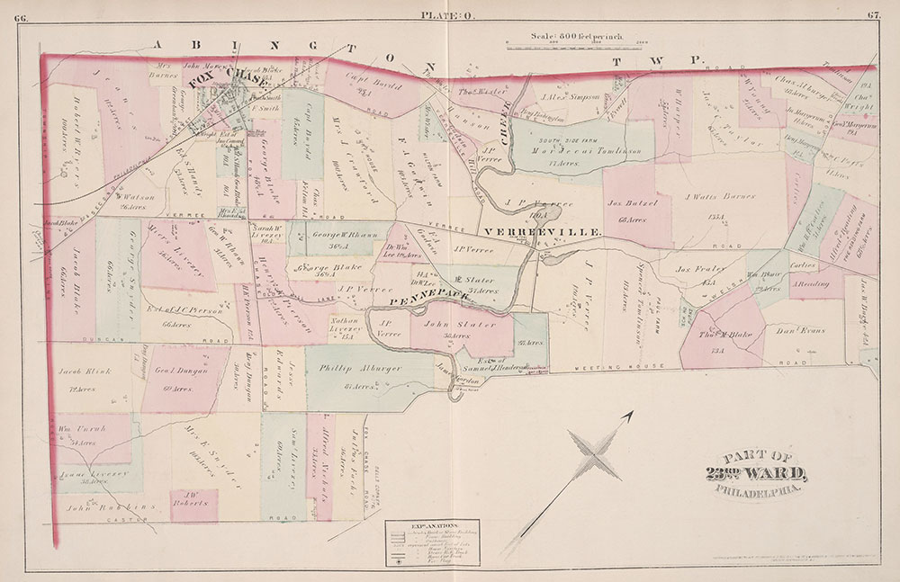 City Atlas of Philadelphia, 23rd Ward, 1876, Plate O