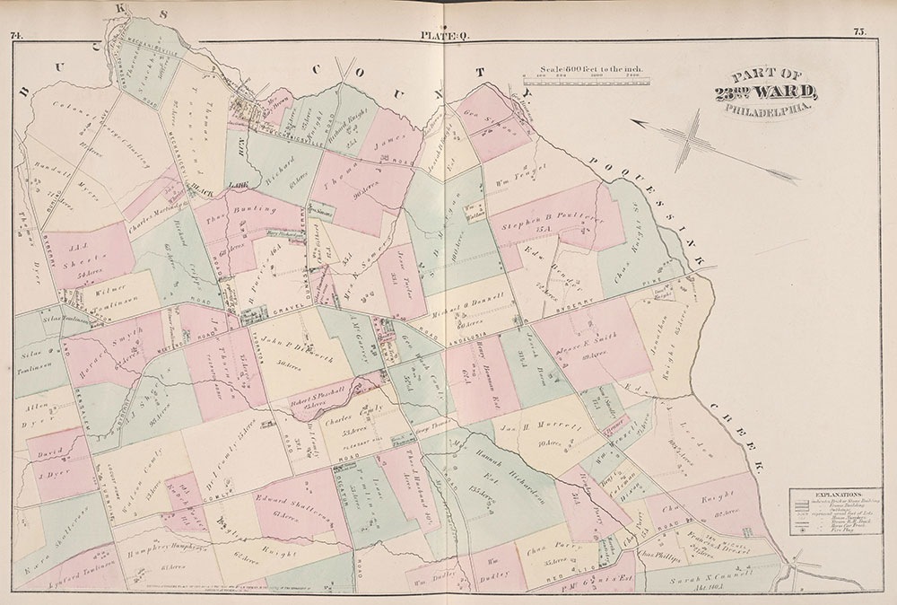 City Atlas of Philadelphia, 23rd Ward, 1876, Plate Q