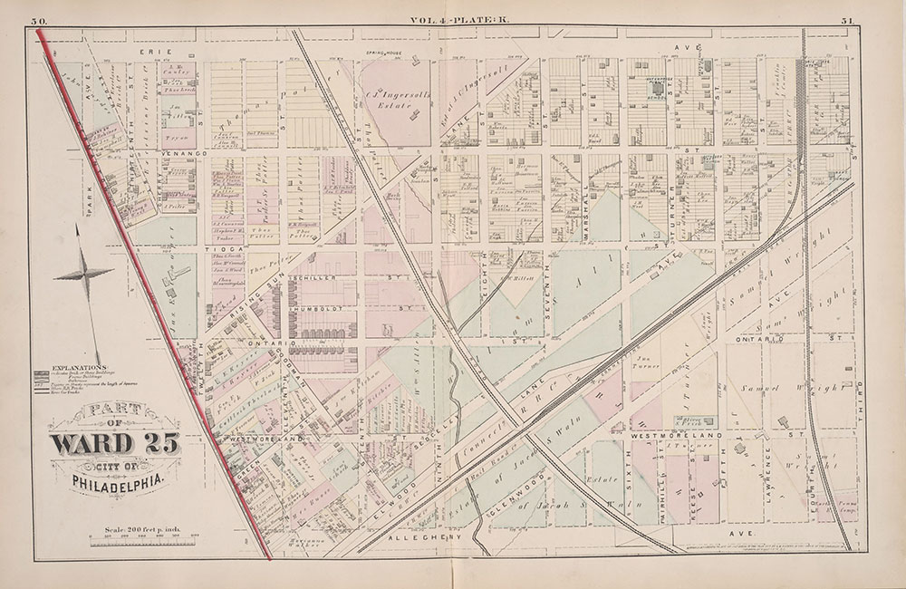City Atlas of Philadelphia, 25th Ward, 1875, Plate K