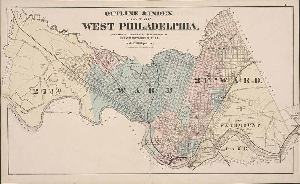 City Atlas of Philadelphia, 24th and 27th Wards, 1872, Index Map