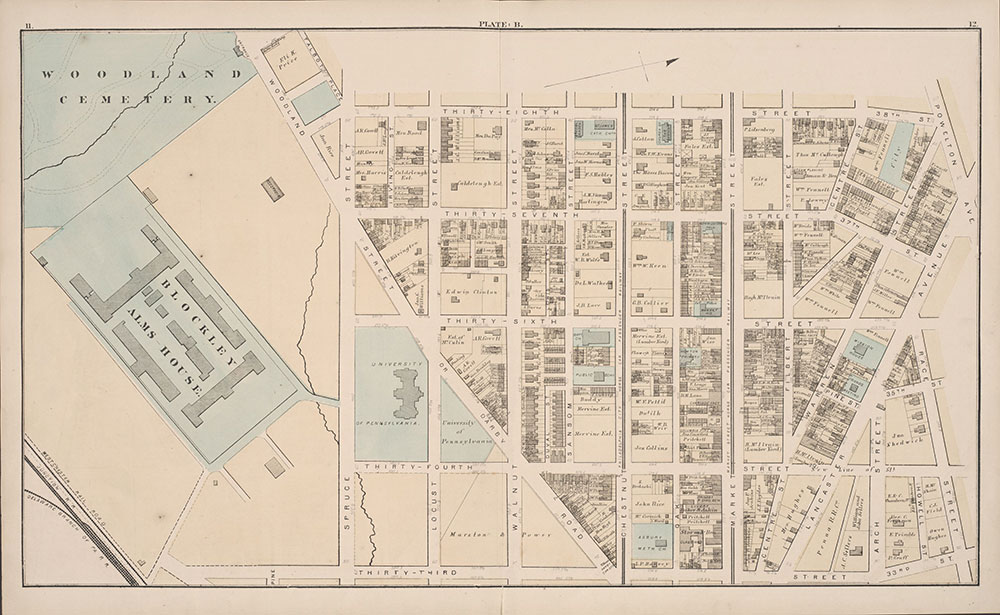 City Atlas of Philadelphia, 24th and 27th Wards, 1872, Plate B