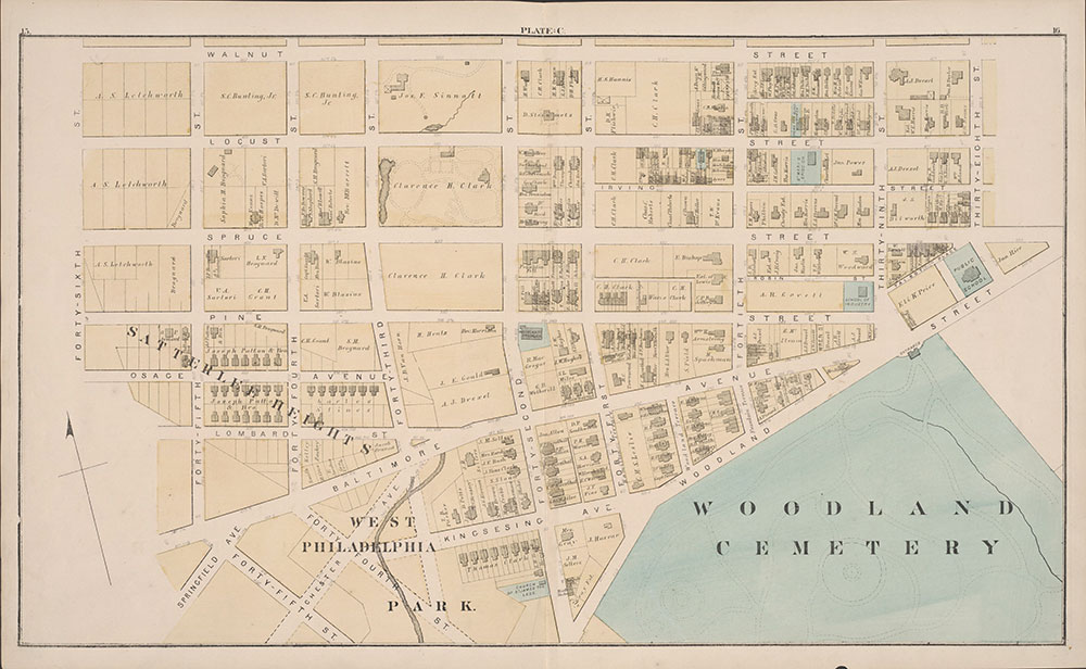 City Atlas of Philadelphia, 24th and 27th Wards, 1872, Plate C