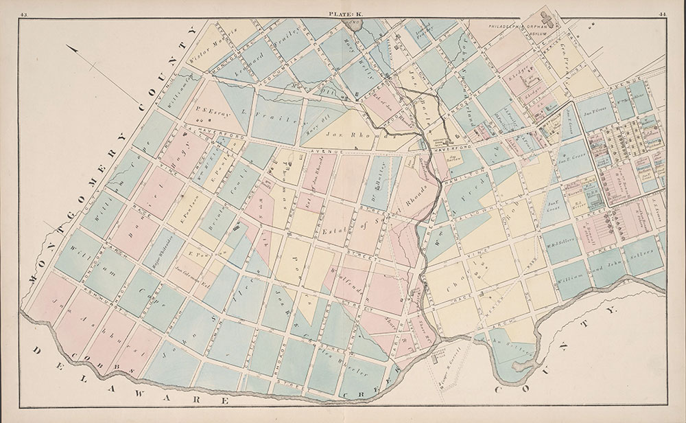 City Atlas of Philadelphia, 24th and 27th Wards, 1872, Plate K