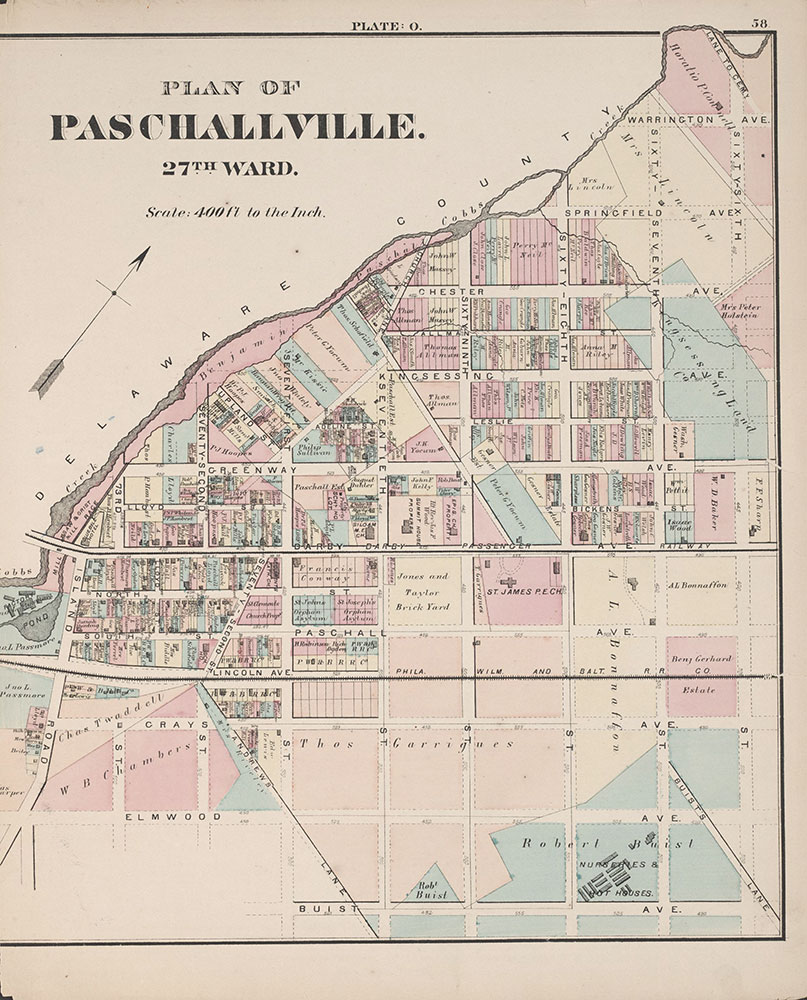City Atlas of Philadelphia, 24th and 27th Wards, 1872, Plate O