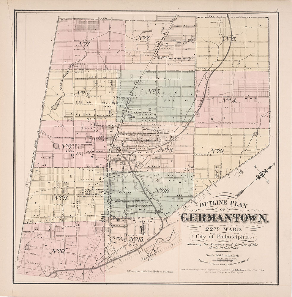 Map Of Germantown Philadelphia Atlas of Germantown, 22nd Ward, 1871, Map Index   Digital 