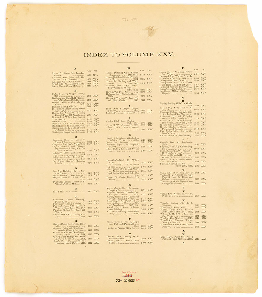 Hexamer General Surveys, Volume 25, Index Plate (2356-2455) [Vol. 25]