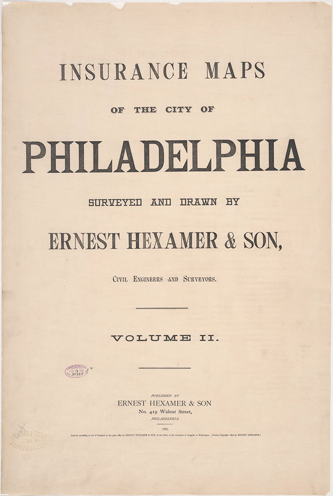 Insurance Maps of the City of Philadelphia, 1887, Title Page