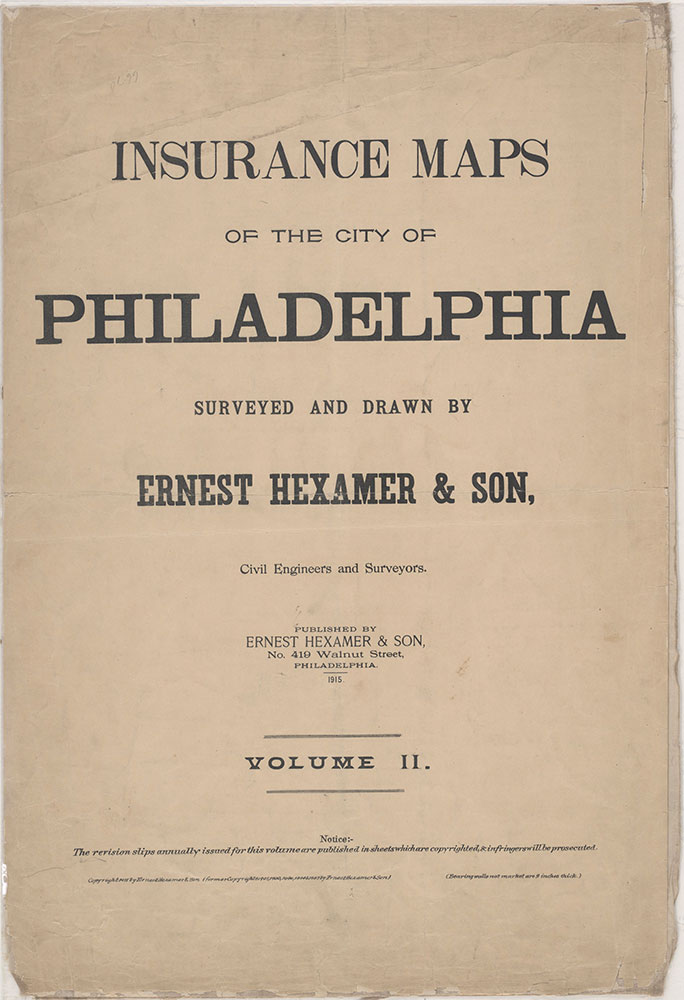 Insurance Maps of the City of Philadelphia, 1915-1920, Title Page
