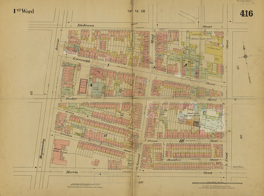 Insurance Maps of the City of Philadelphia, 1915-1919, Plate 416