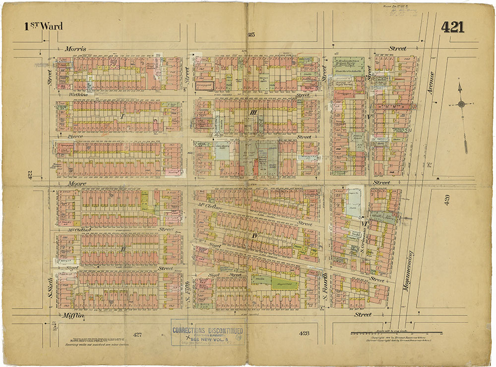 Insurance Maps of the City of Philadelphia, 1915-1919, Plate 421