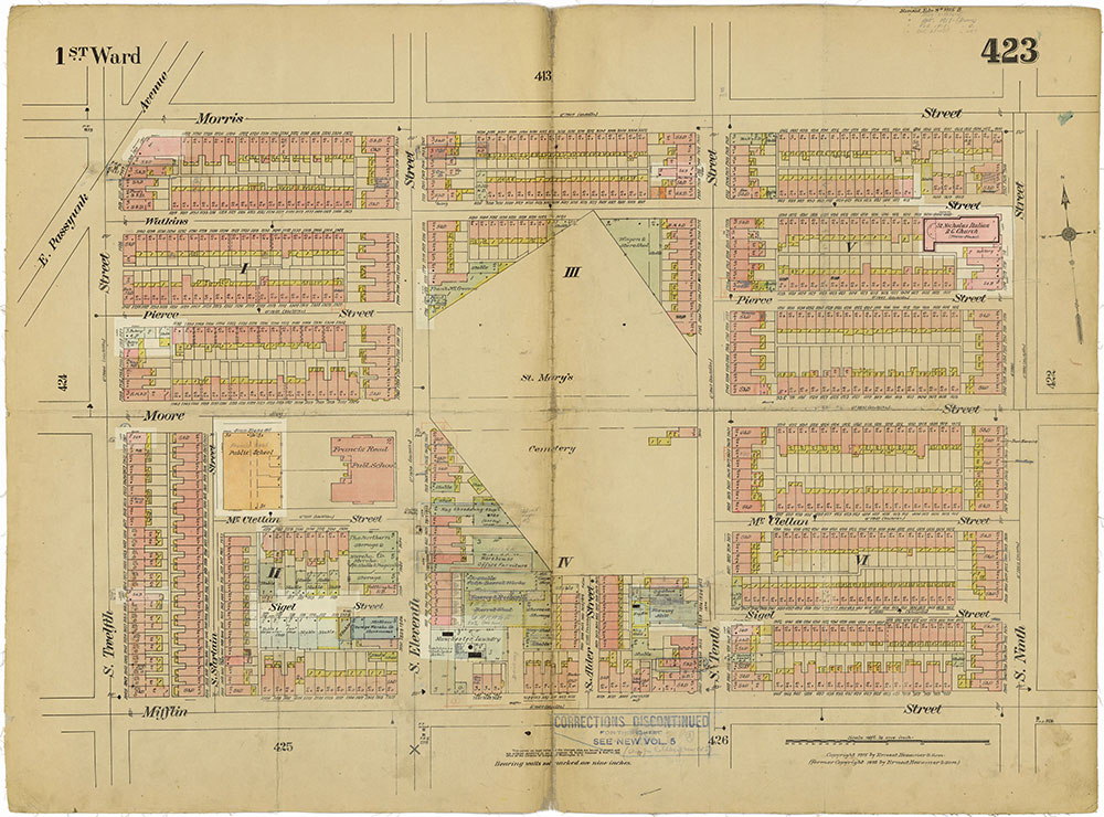 Insurance Maps of the City of Philadelphia, 1915-1919, Plate 423