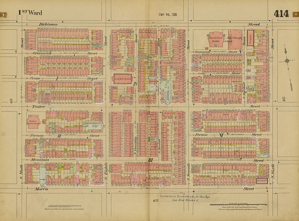 Insurance Maps of the City of Philadelphia, 1915-1920, Volume 20, Plate 414