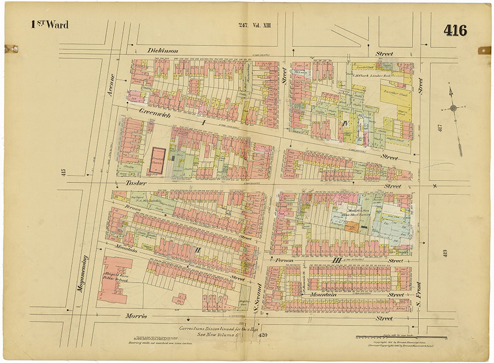 Insurance Maps of the City of Philadelphia, 1915-1920, Volume 20, Plate 416