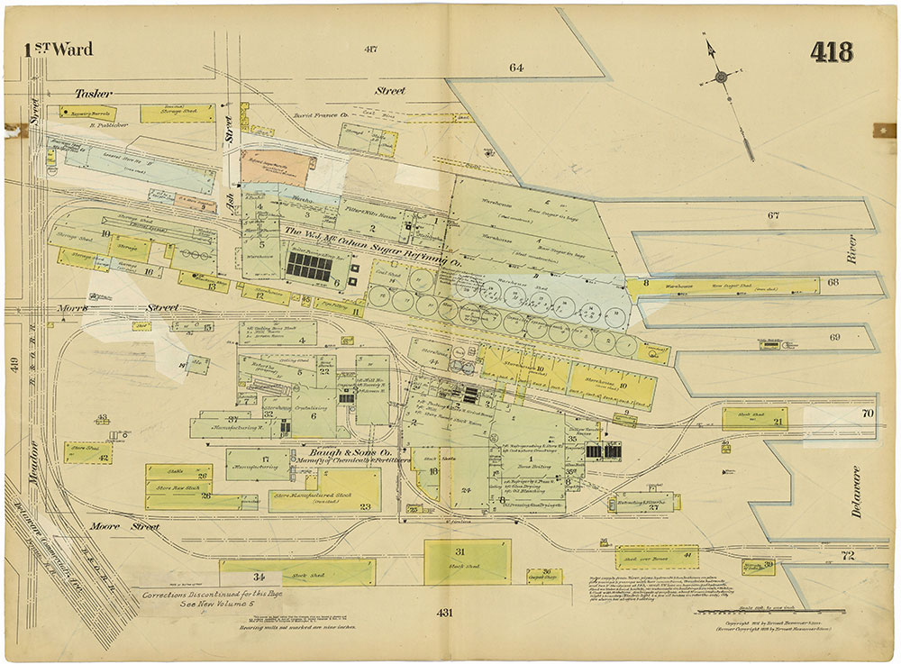 Insurance Maps of the City of Philadelphia, 1915-1920, Volume 20, Plate 418