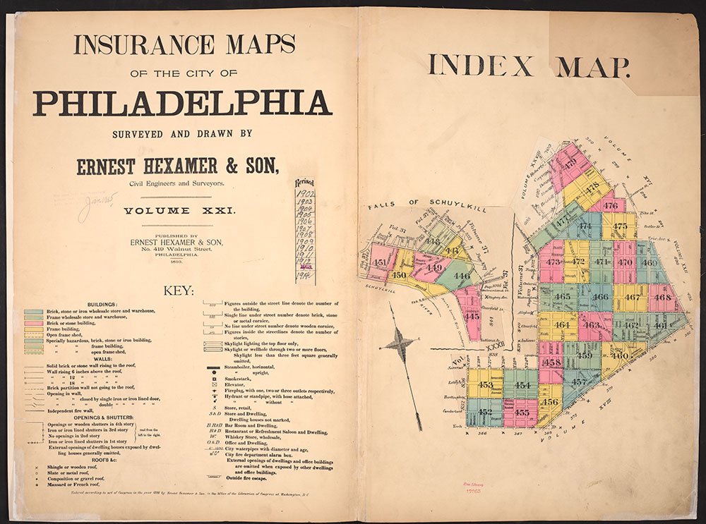 Insurance Maps of the City of Philadelphia, 1893-1914, Title Page and Index Map