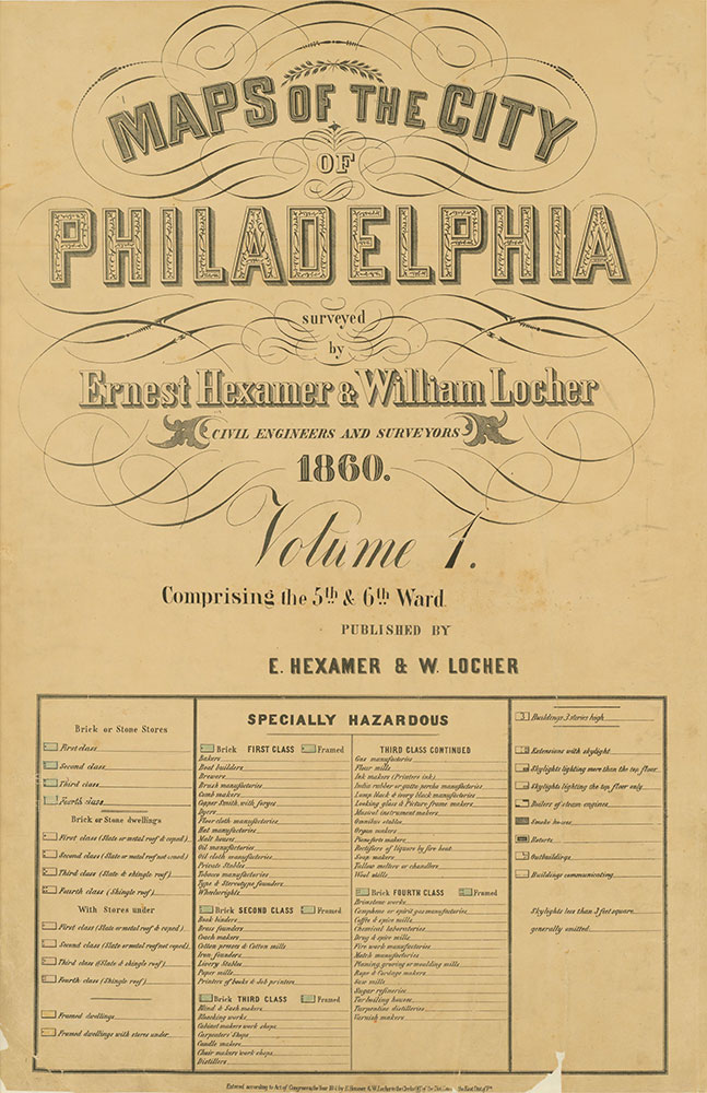 Maps of the City of Philadelphia, 1858-1860, Title and Legend