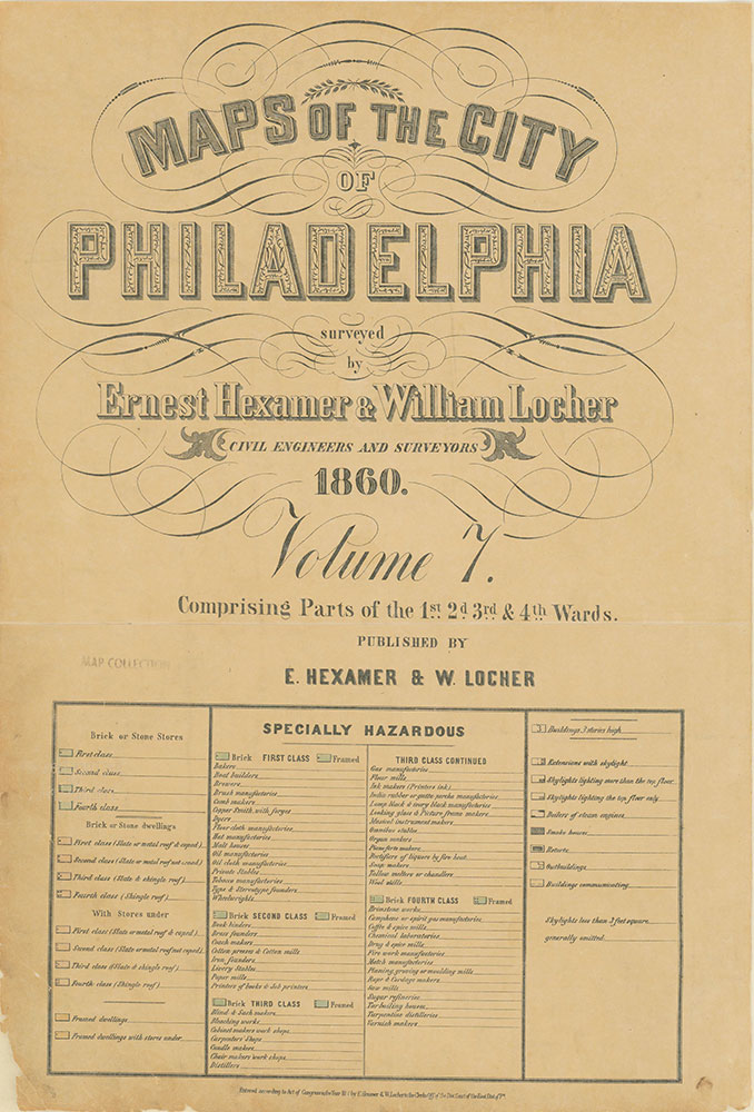 Maps of the City of Philadelphia, 1858-1860, Title and Legend