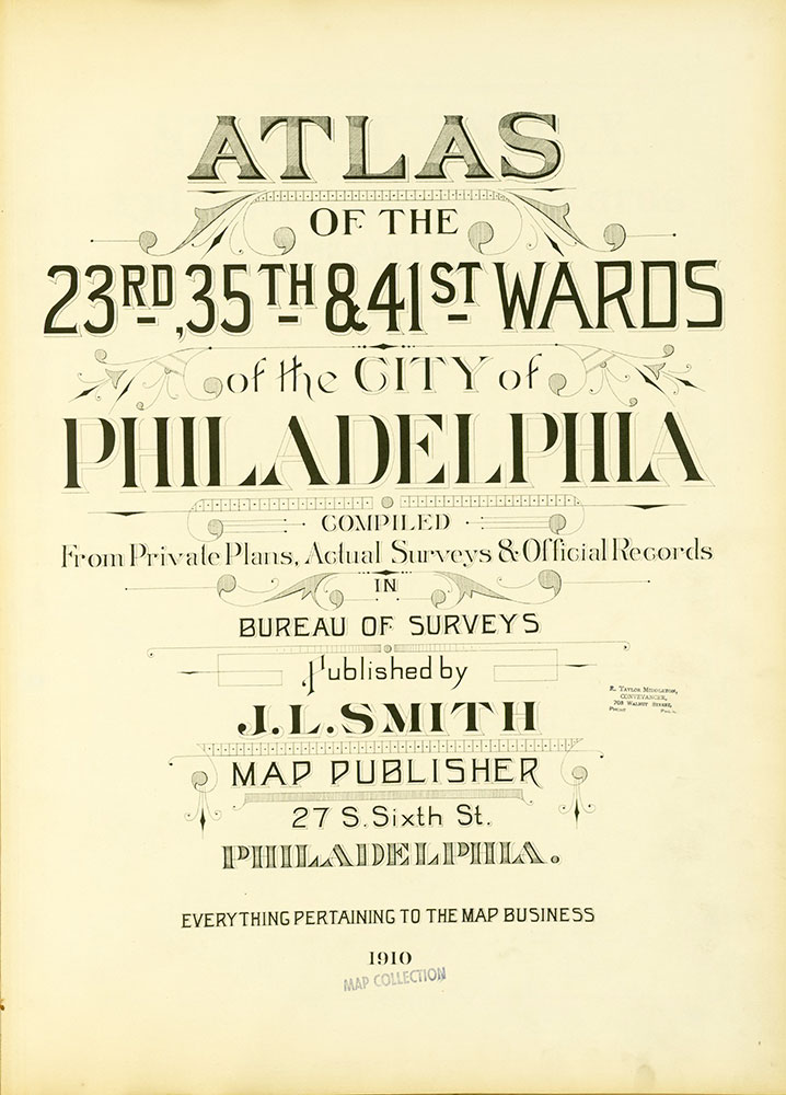 Atlas of the 23rd, 35th, & 41st Wards of the City of Philadelphia, Title Page