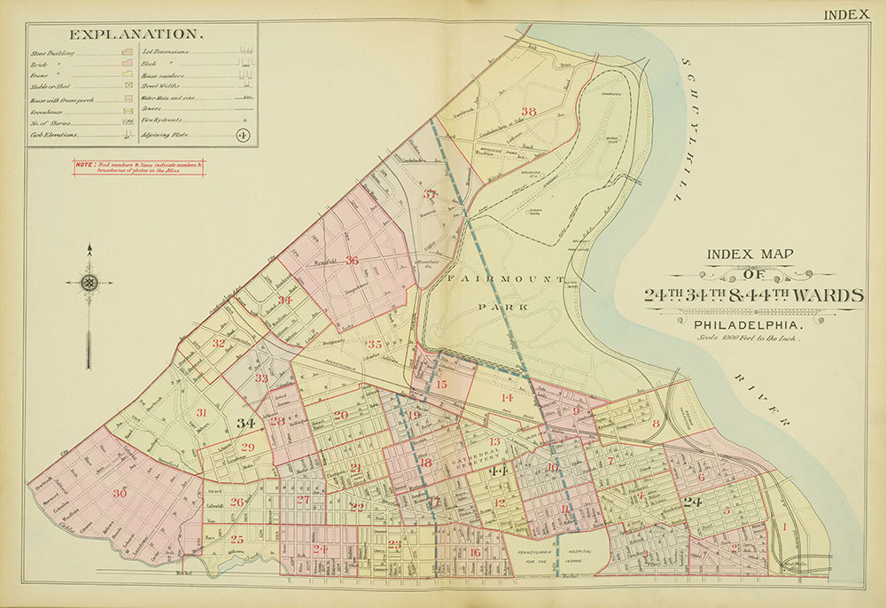 Atlas of the 24th, 34th & 44th Wards of the City of Philadelphia, 1911-1912, Map Index