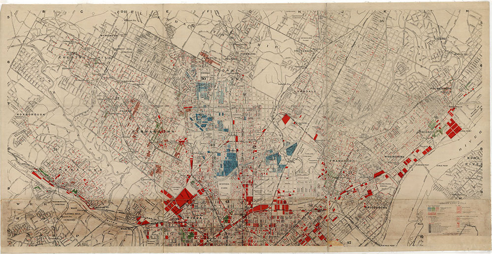 J. M. Brewer's Map of Philadelphia, North Section, 1934, Map