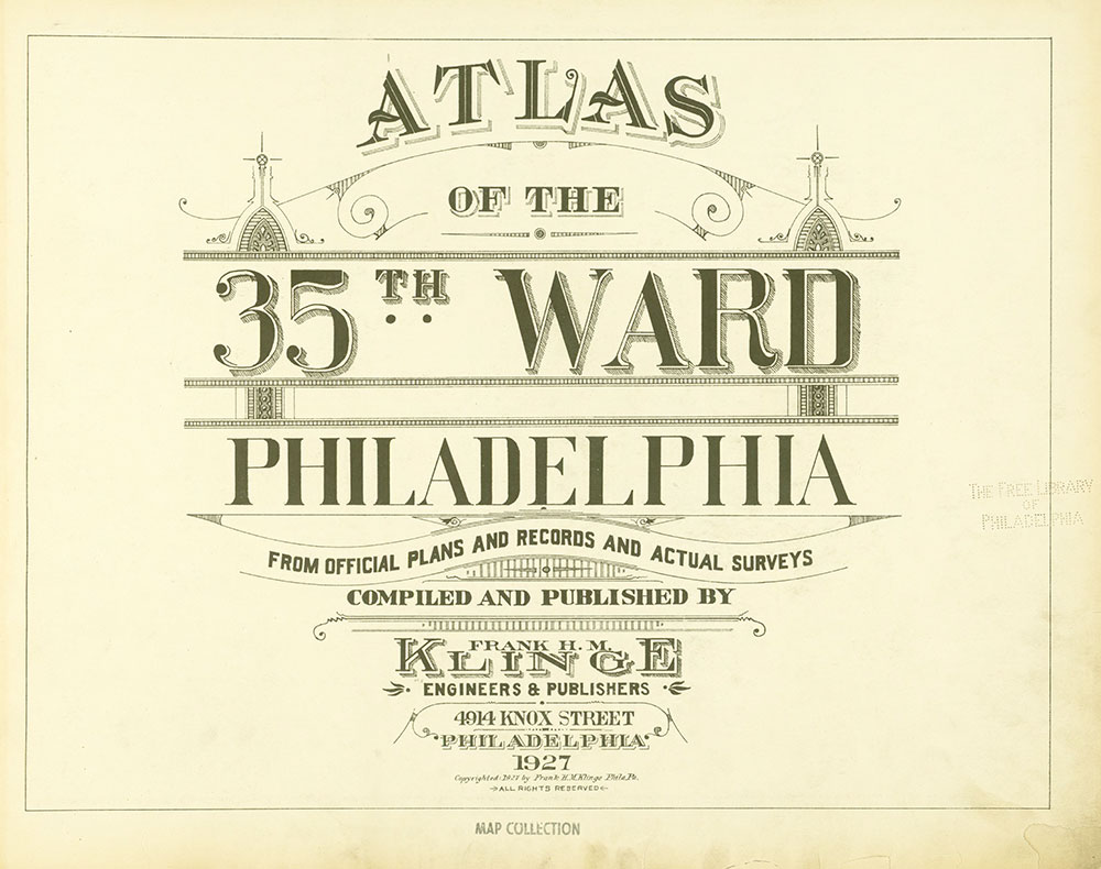 Atlas of the 35th Ward, Philadelphia, Title Page