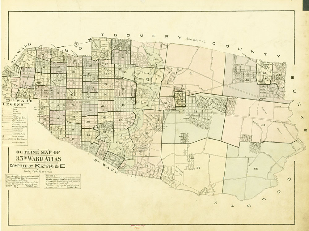 Atlas of the 35th Ward, Philadelphia, Map Index