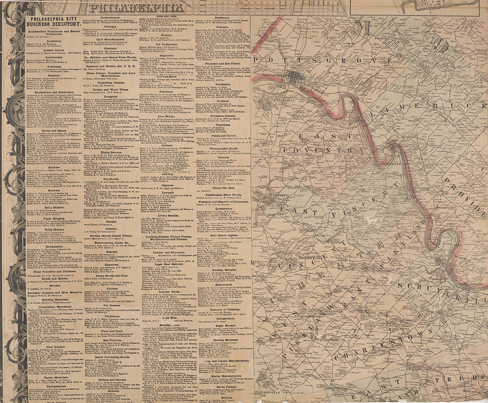 Map of the Vicinity of Philadelphia, From Actual Surveys, 1861, Plate 1-B: Northwest Suburbs