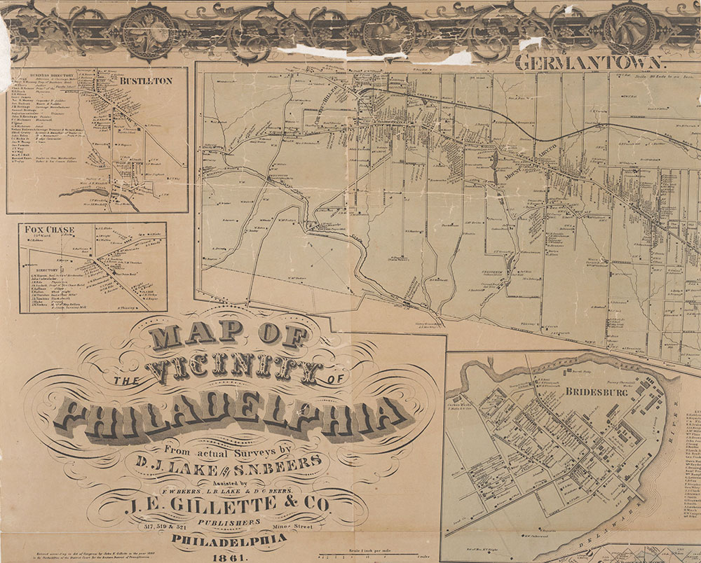 Map of the Vicinity of Philadelphia, from Actual Surveys, 1861, Plate 2-A: Philadelphia (part)