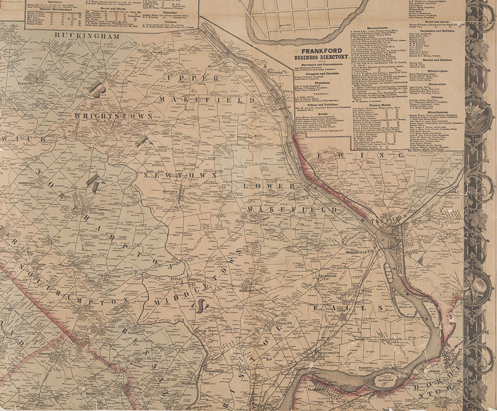 Map of the Vicinity of Philadelphia, From Actual Surveys, 1861, Plate 3-B: Northeast Suburbs